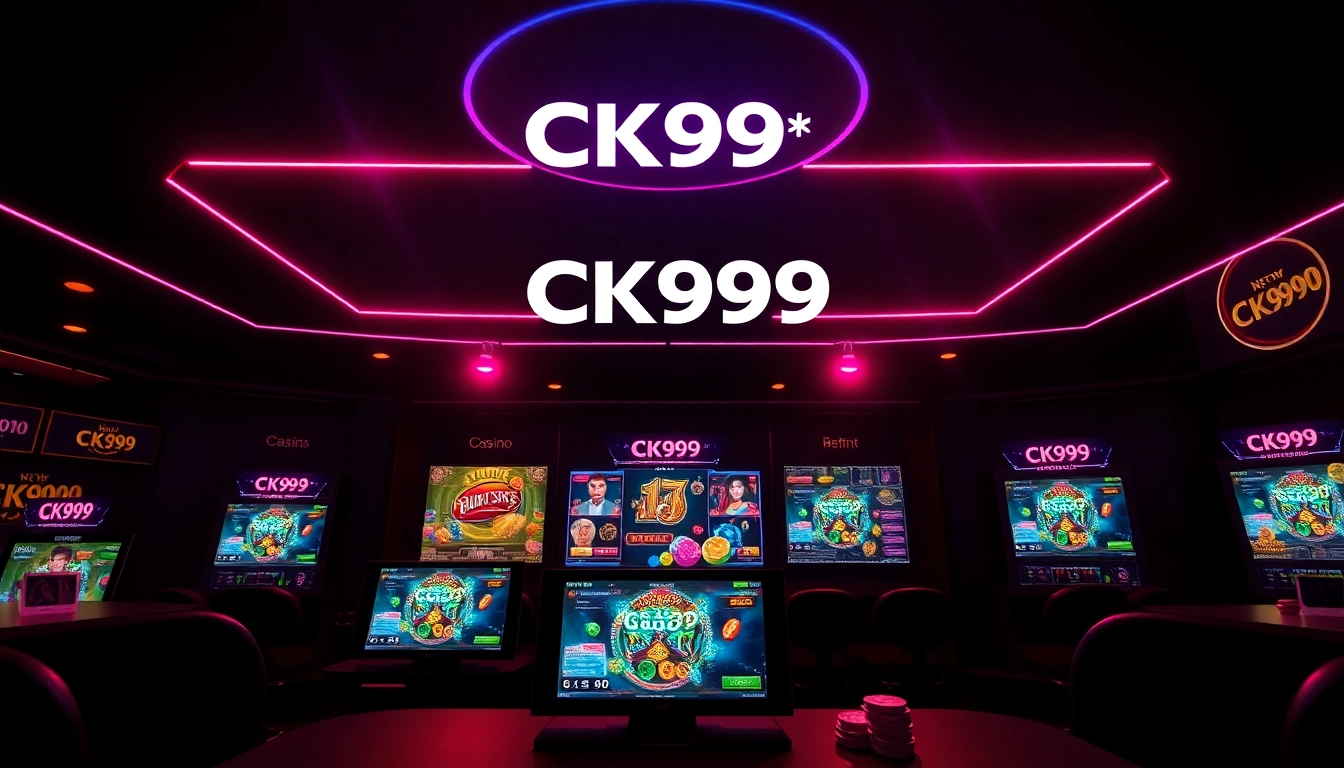 CK999 online casino platform with vibrant betting interface and neon lighting, inviting players to a luxurious gambling experience.