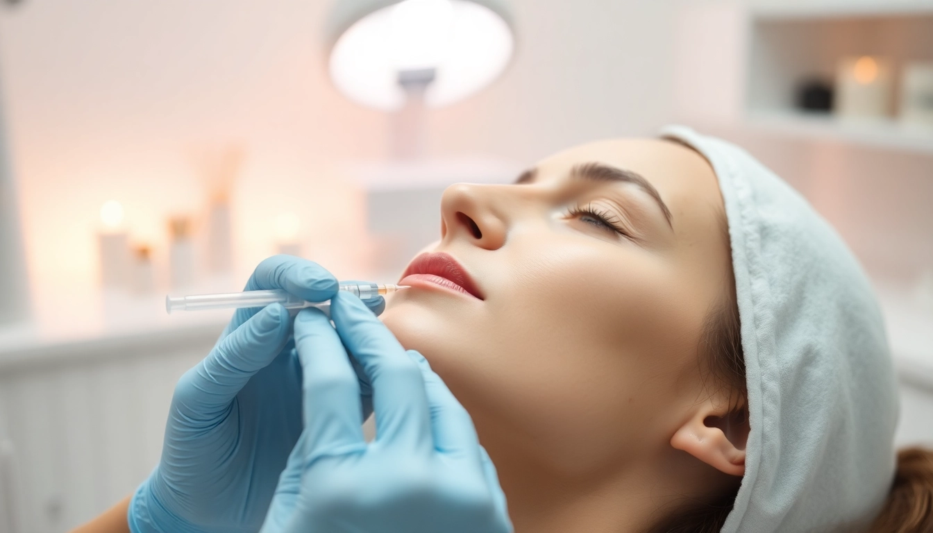 Transforming wrinkles with a precise Botox Behandlung injection in a soothing clinic environment.