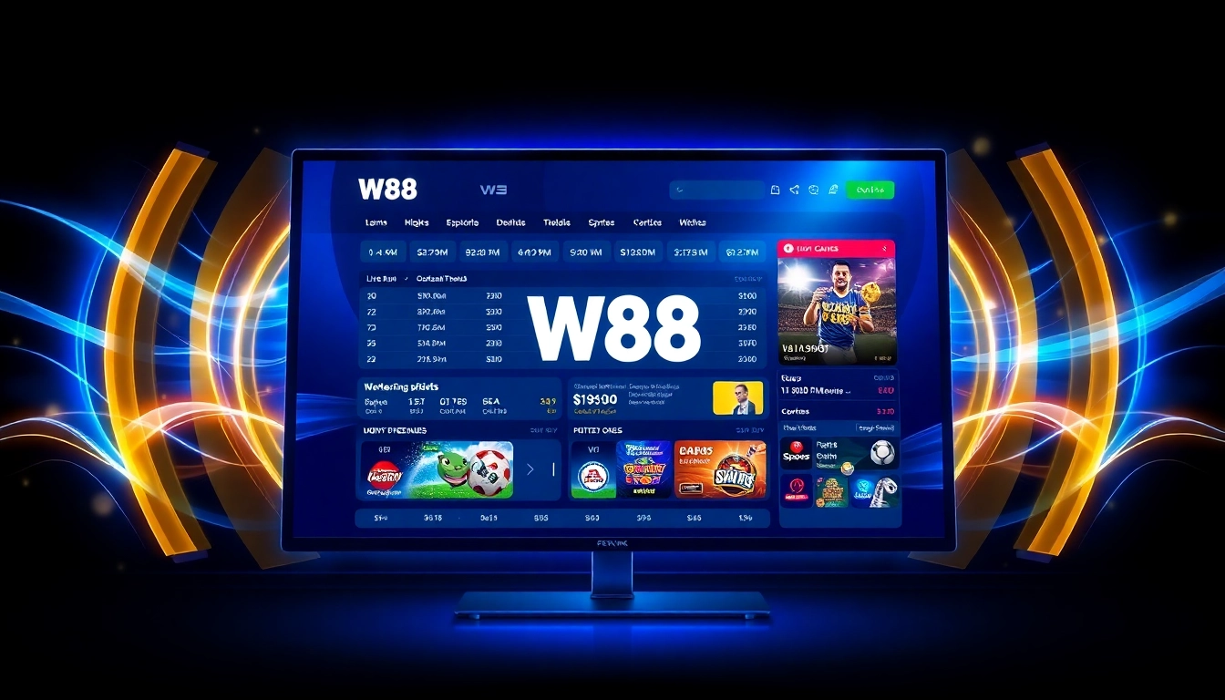 W88 online betting platform featuring live sports and casino games in an engaging digital interface for users.