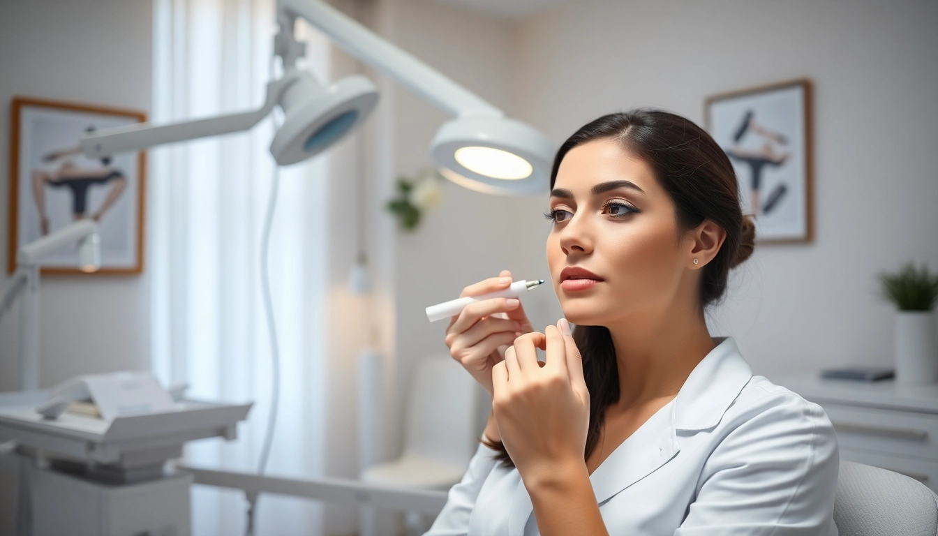 Professional performing a Botox Zürich Behandlung in a calming clinic environment.