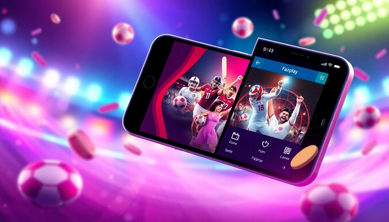 Engaging image showcasing Fairplay's online sports betting platform on a mobile device with vibrant colors and dynamic sports visuals for accessibility.