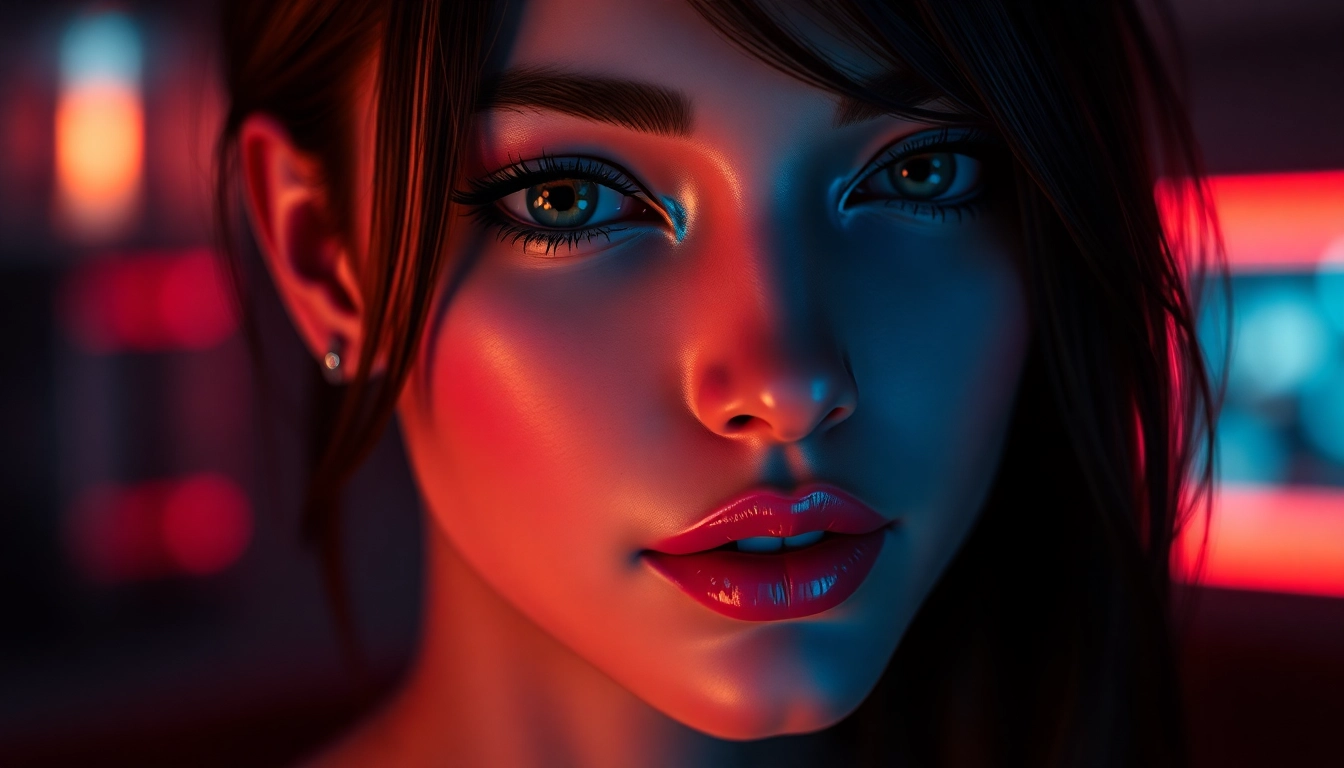 Engaging nsfw ai chat scene featuring a realistic AI girlfriend in a relaxed, seductive pose for screen readers.