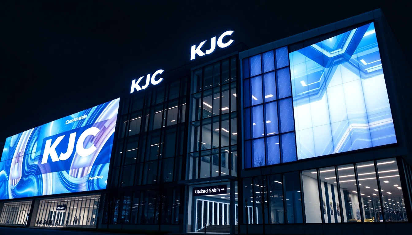 High-tech KJC headquarters representing global expansion and innovation in entertainment and