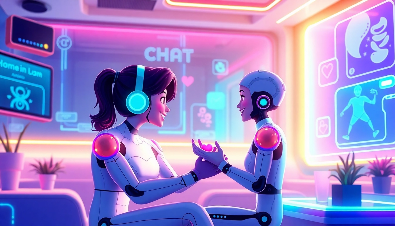 Spicy AI Chat scene with animated characters in a vibrant digital environment, emphasizing fun and realism for user engagement.