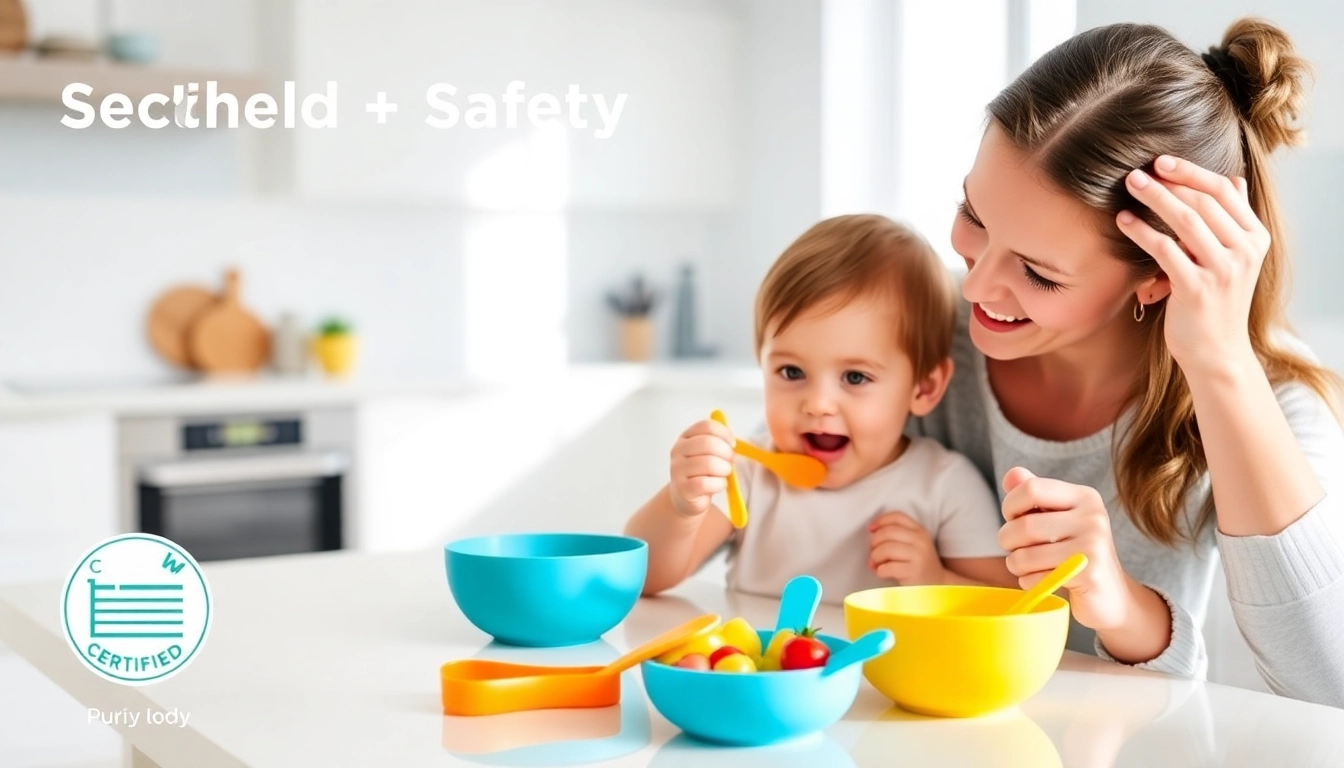 Healthy baby enjoying a nutritious meal with Alimenti sani per bambini in colorful silicone dishes