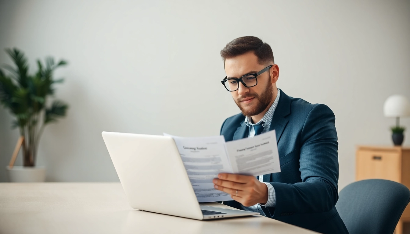 Government Jobs exam preparation candidate reviewing documents with laptop to succeed in