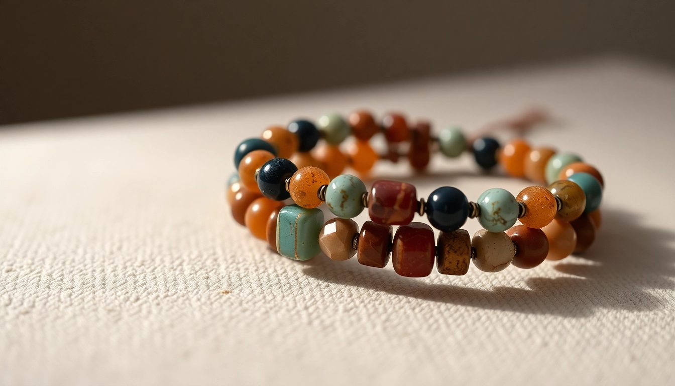 Bracelet with natural stones showcasing vibrant colors and detailed craftsmanship, highlighting
