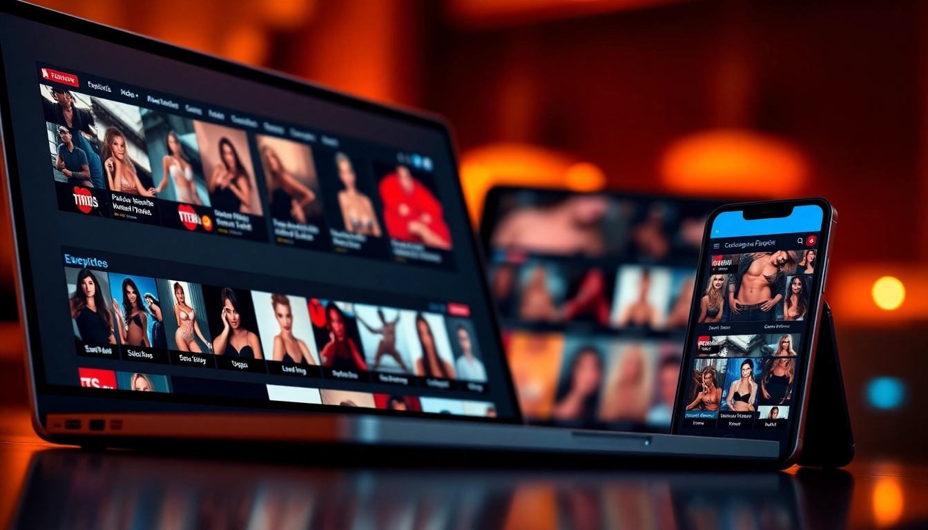 Screens displaying adult videos and categories on modern devices with vibrant colors and sleek design