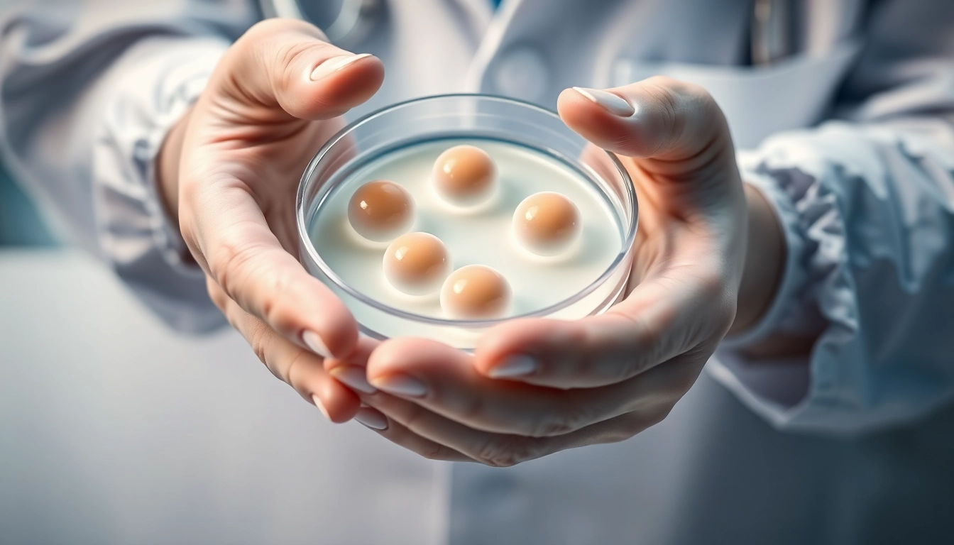 Fecondazione in vitro procedure showing fertilized eggs under microscope for fertility
