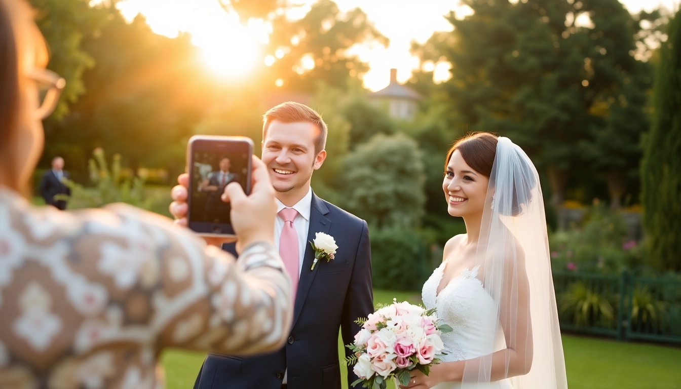 Professionally captured eskuvoi fotozas showing a happy couple in a beautiful outdoor setting