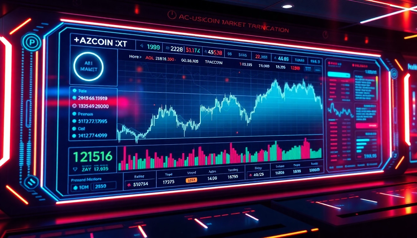 Aicoin visualized as a dynamic digital dashboard with real-time market analysis and colorful charts