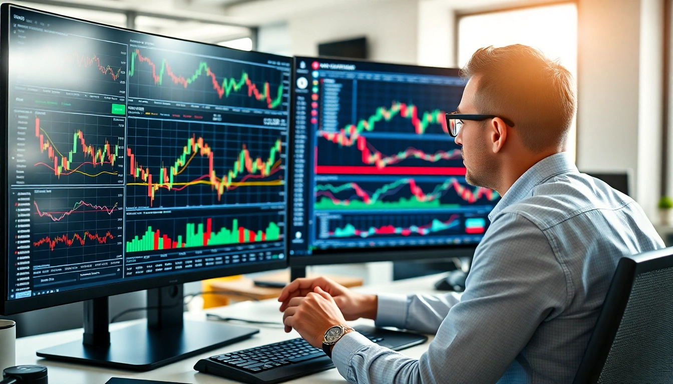 Trading view platform showcasing detailed market analysis with vibrant charts and trading tools